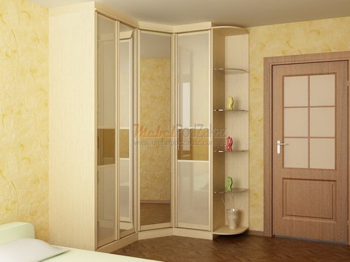 Не велика кутова шафа, світла з дзеркалом 04-1130